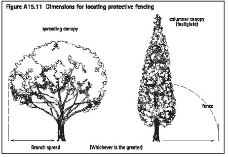 Figure A15.11 Dimensions for locating protective fencing