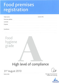 2009/2010 Food grading certificate.