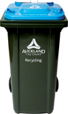 Image of a blue-lidded recycling wheelie bin