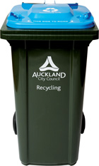 Image of a blue-lidded recycling wheelie bin
